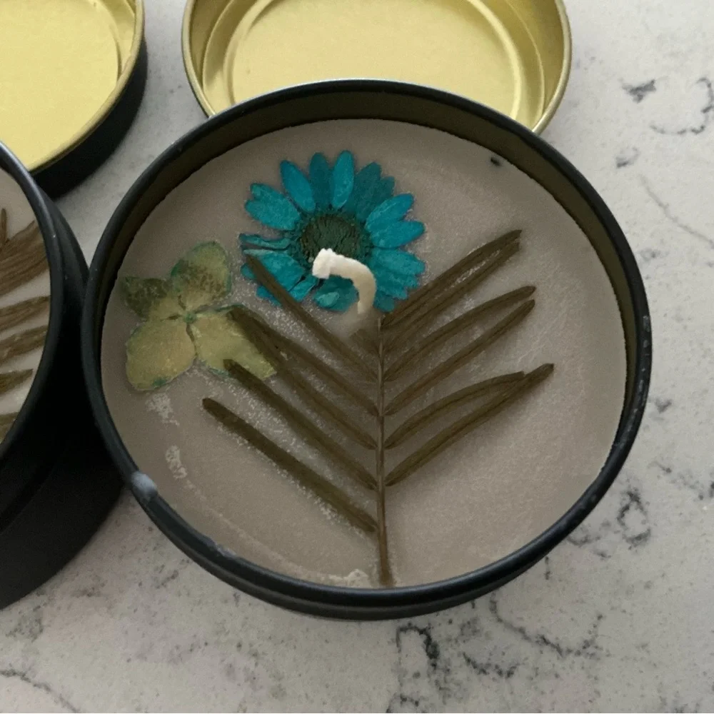 Artisan spa spring wax Floral Scented Candles handmade set of 2
